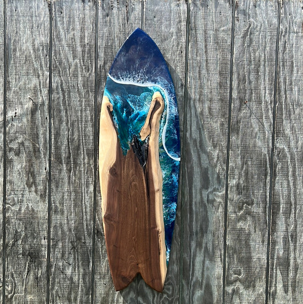 Black Walnut surfboard wall hanging